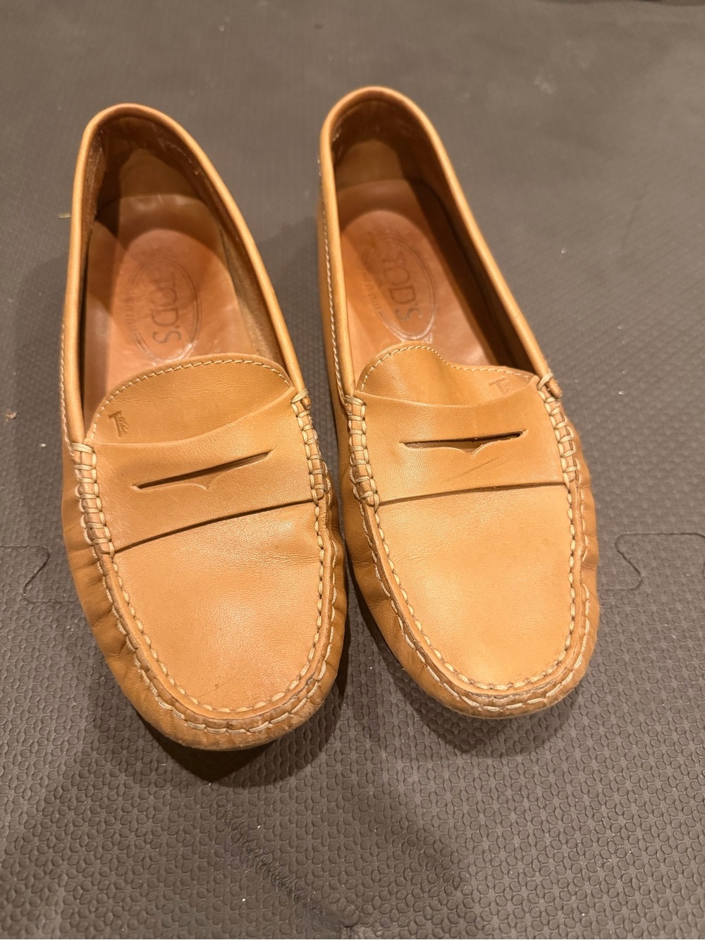 Tod's Tan Leather Penny Loafers
